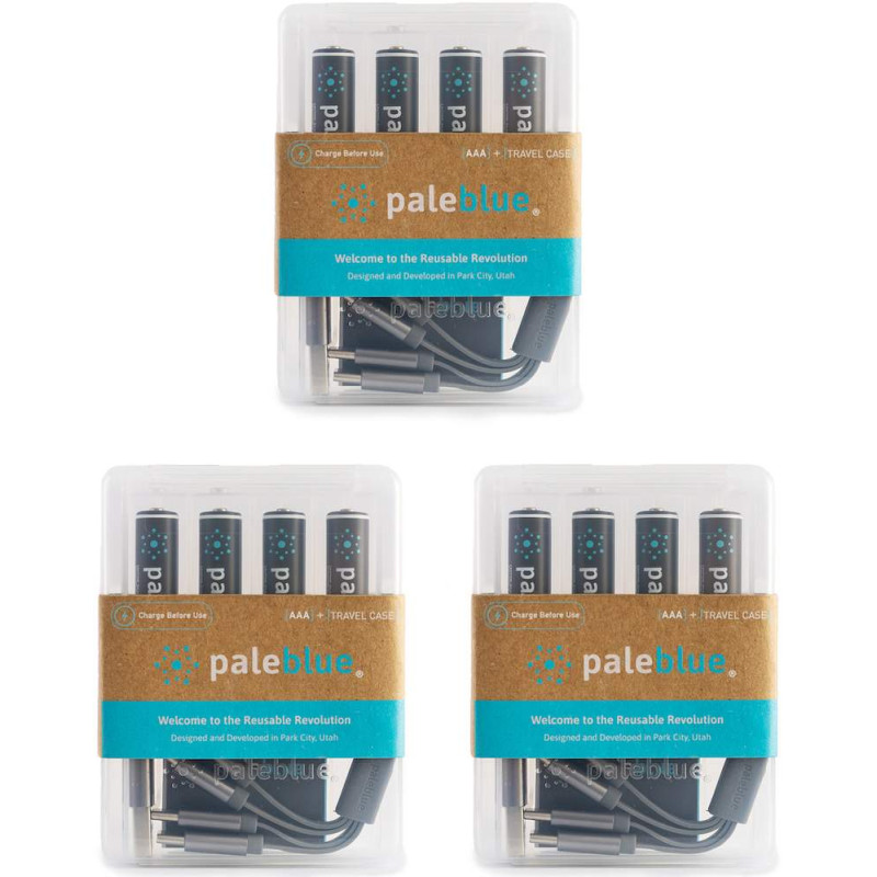12 Piles Rechargeables USB-C AAA / HR03 600mAh PaleBlue Lithium Ion 1.5V