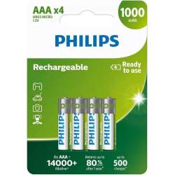 4 Piles Rechargeables AAA / HR03 1000mAh Philips