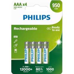 4 Piles Rechargeables AAA / HR03 950mAh Philips