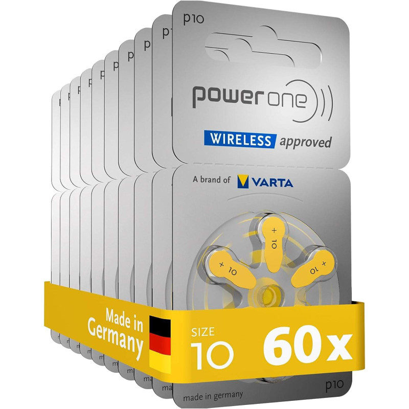 60 Piles Auditives p10 Power One Zinc-Air