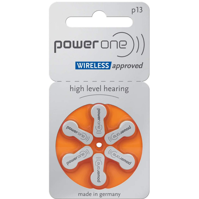 6 Piles Auditives p13 Power One Zinc-Air