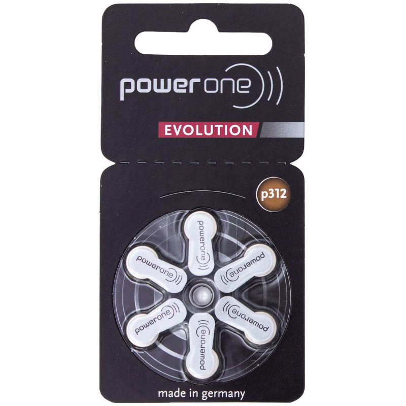6 Piles Auditives p312 Power One Evolution Zinc-Air