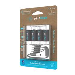 4 Piles Rechargeables USB-C CR123A 860mAh PaleBlue Lithium Ion 3V