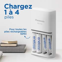 Chargeur Panasonic Eneloop Smart Plus Charger BQ-CC55 avec 4 piles AA 2000mAh