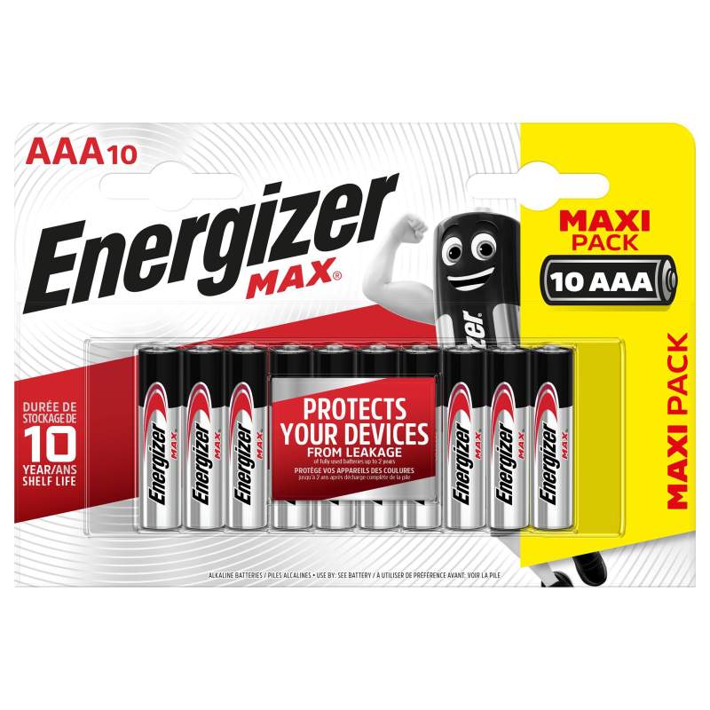 10 Piles Alcalines AAA / LR03 Energizer Max