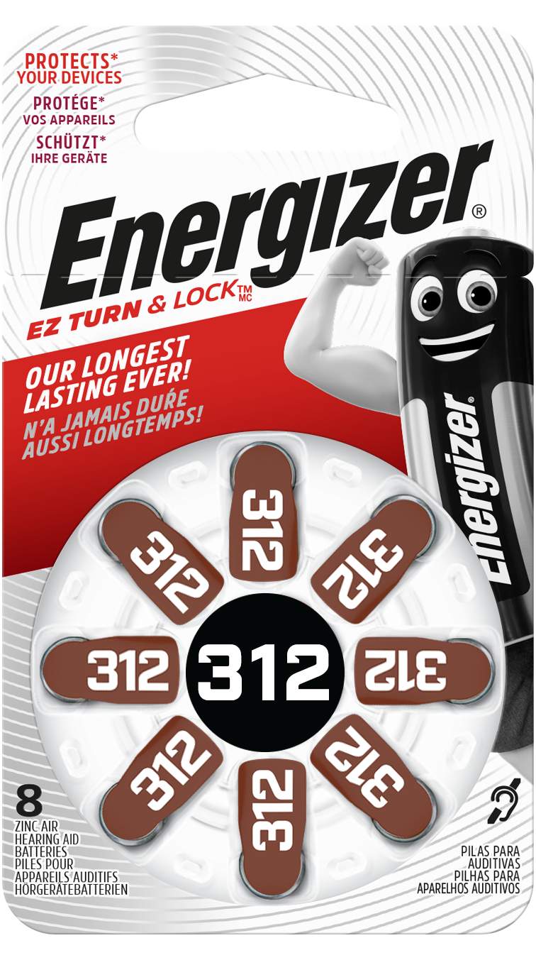 8 Piles Auditives 312 / PR41 Energizer EZ Turn & Lock