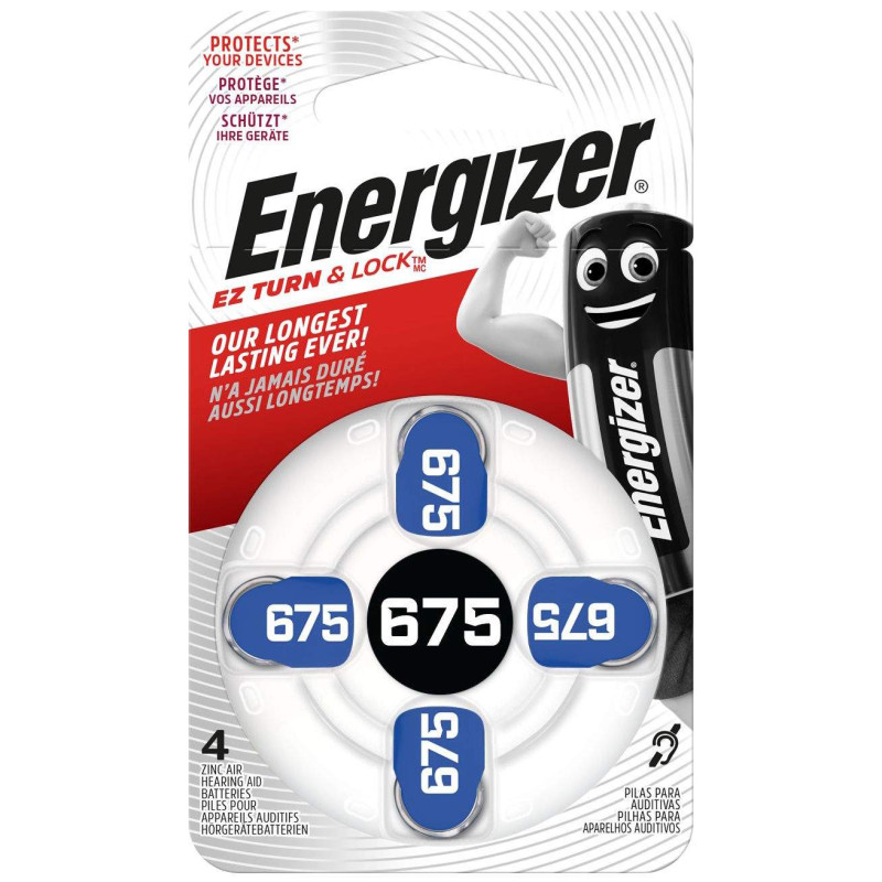 4 Piles Auditives 675 / PR44 Energizer EZ Turn & Lock