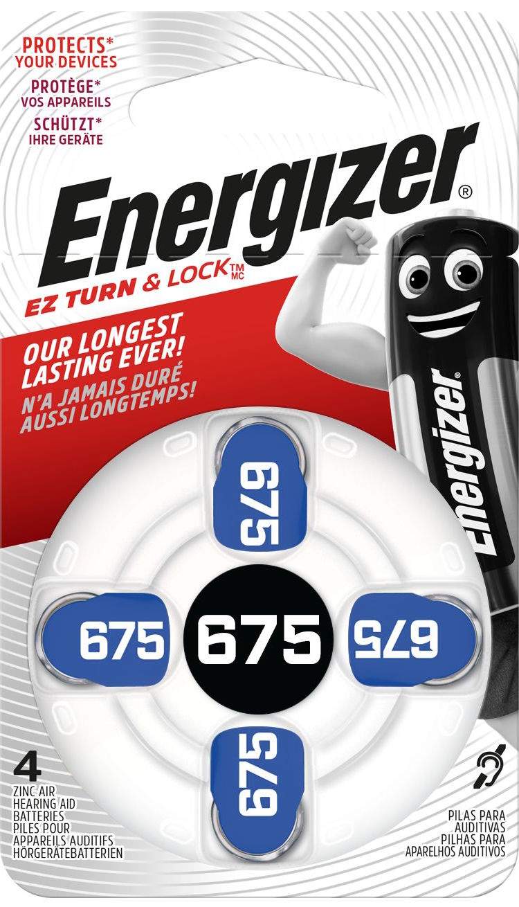 4 Piles Auditives 675 / PR44 Energizer EZ Turn & Lock