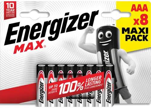 8 Piles Alcalines AAA / LR03 Energizer Max