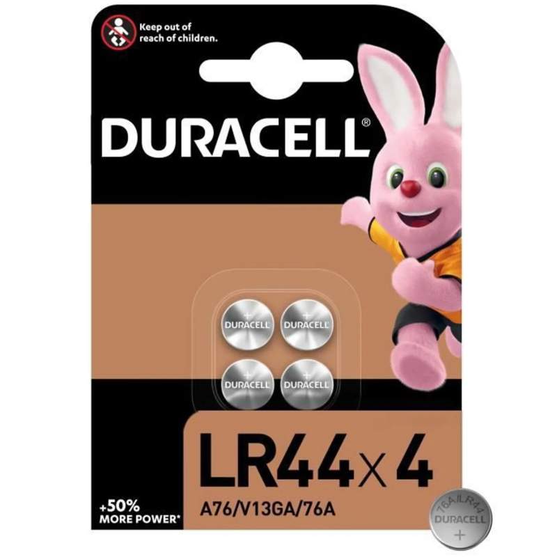 4 Piles LR44 / A76 / V13GA Duracell Alcaline 1,5V