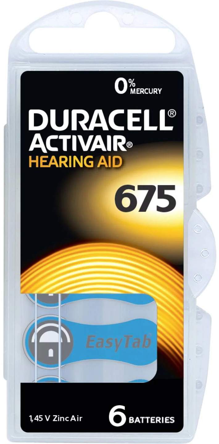 6 Piles Auditives 675 / PR44 Duracell Hearing Aid Activair