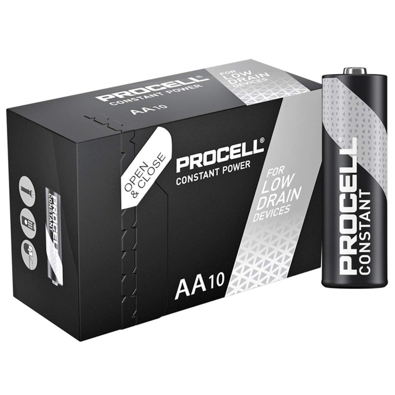 10 Piles Alcalines AA / LR6 Duracell Procell Constant