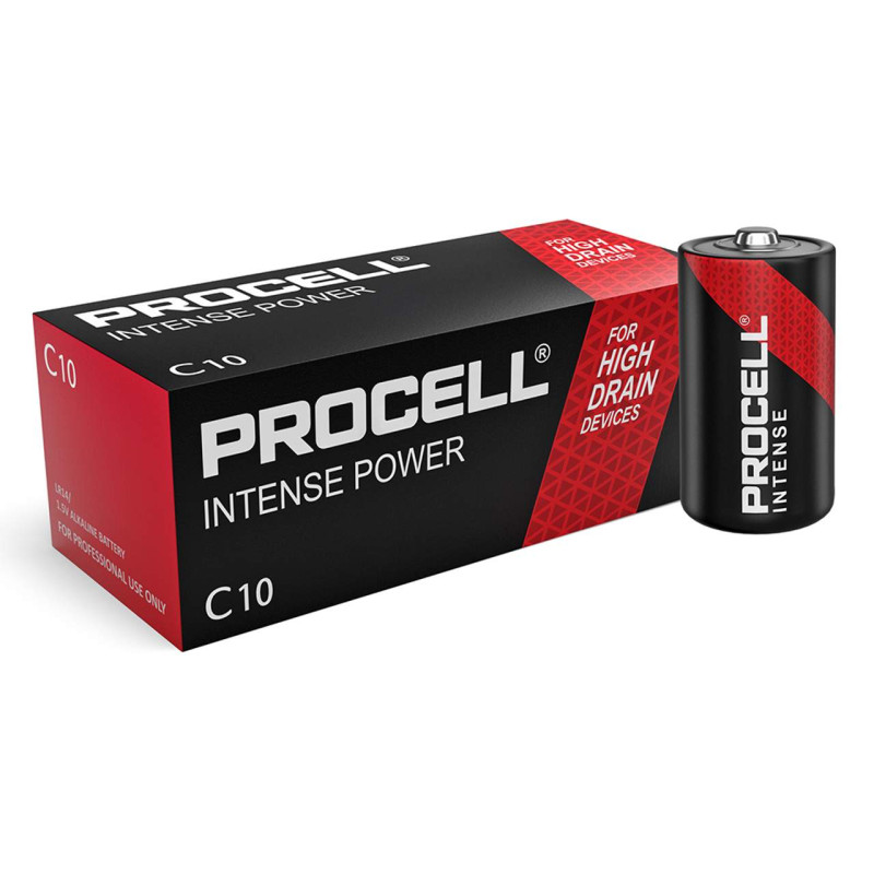 10 Piles Alcalines C / LR14 Duracell Procell Intense