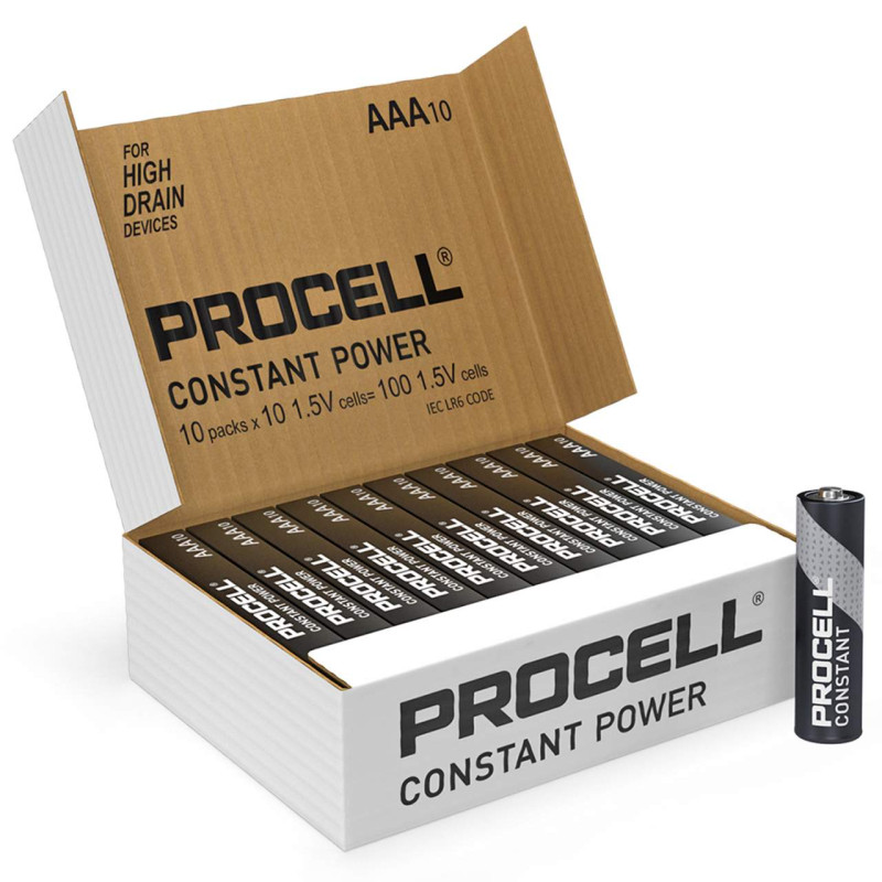 100 Piles Alcalines AAA / LR03 Duracell Procell Constant