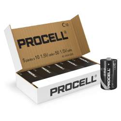 50 Piles Alcalines C / LR14 Duracell Procell Constant