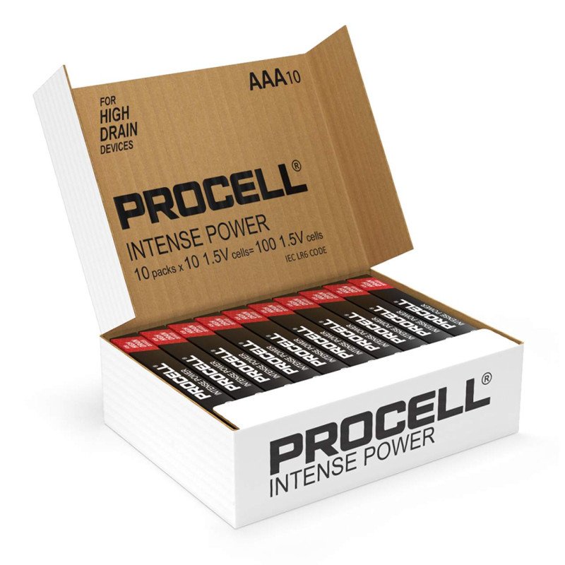 100 Piles Alcalines AAA / LR03 Duracell Procell Intense