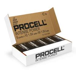 50 Piles Alcalines C / LR14 Duracell Procell Intense
