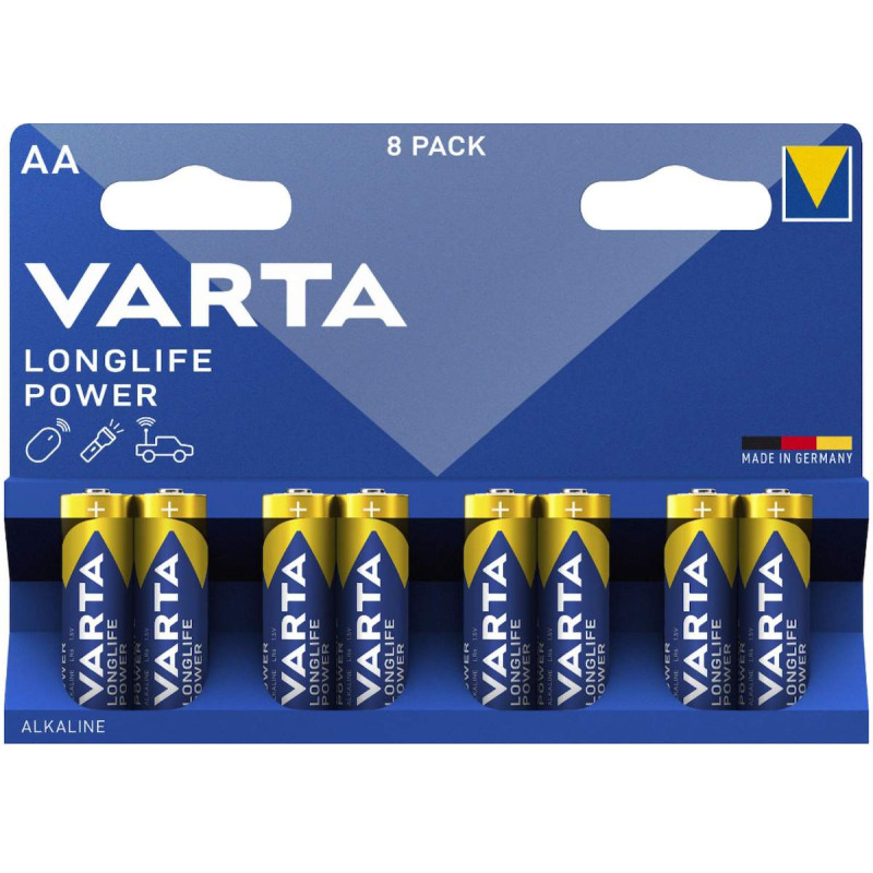 8 Piles Alcalines AA / LR6 Varta LongLife Power