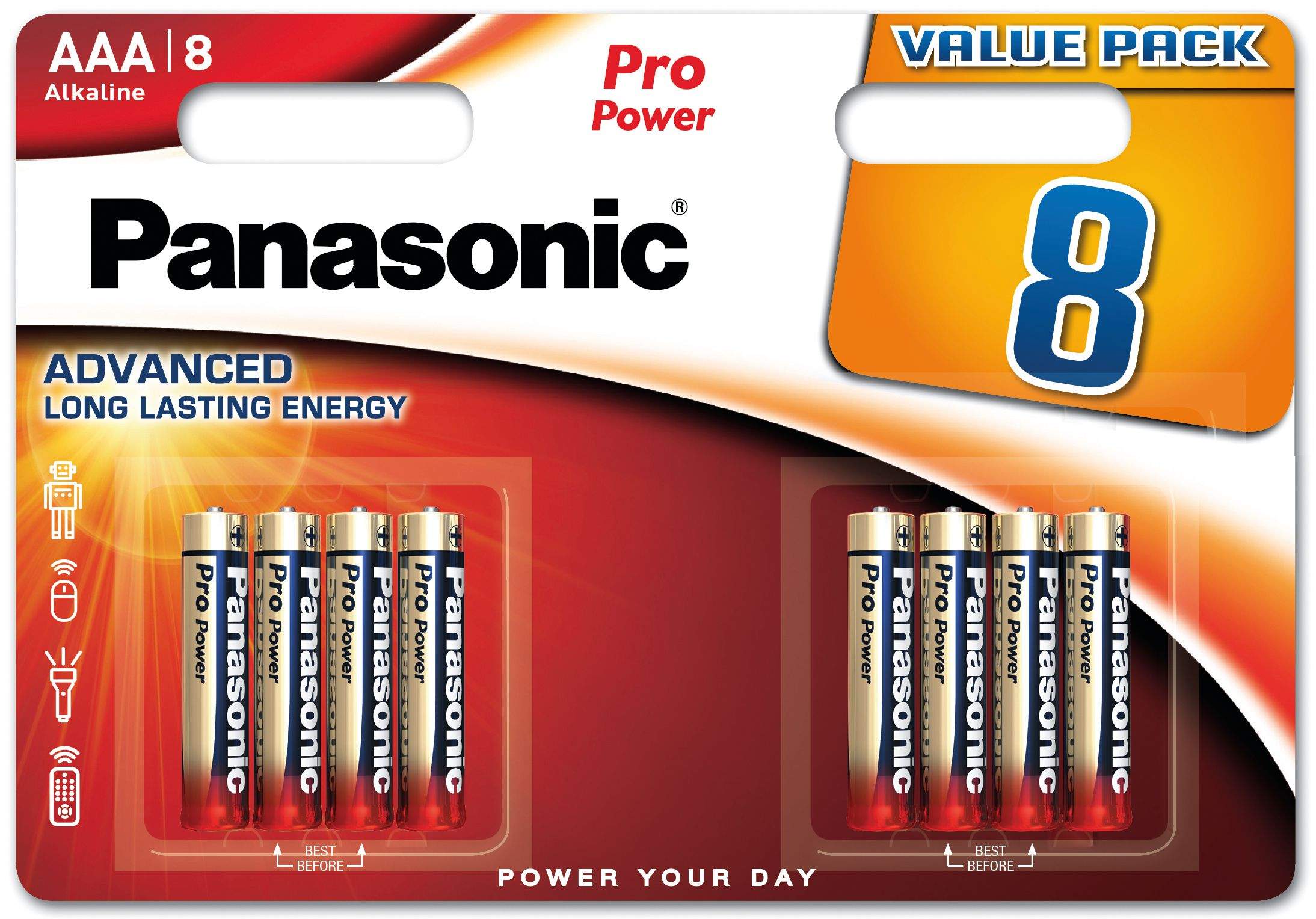 8 Piles Alcalines AAA / LR03 Panasonic Pro Power