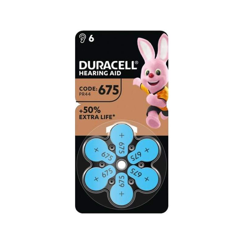 6 Piles Auditives 675 / PR44 Duracell Hearing Aid