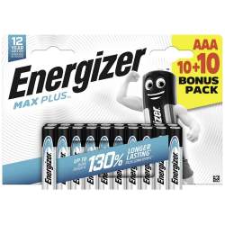 10+10 Piles Alcalines AAA / LR03 Energizer Max Plus