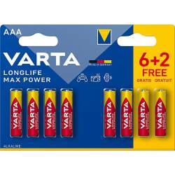 6+2 Piles Alcalines AAA / LR03 Varta LongLife Max Power