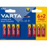 6+2 Piles Alcalines AAA / LR03 Varta LongLife Max Power