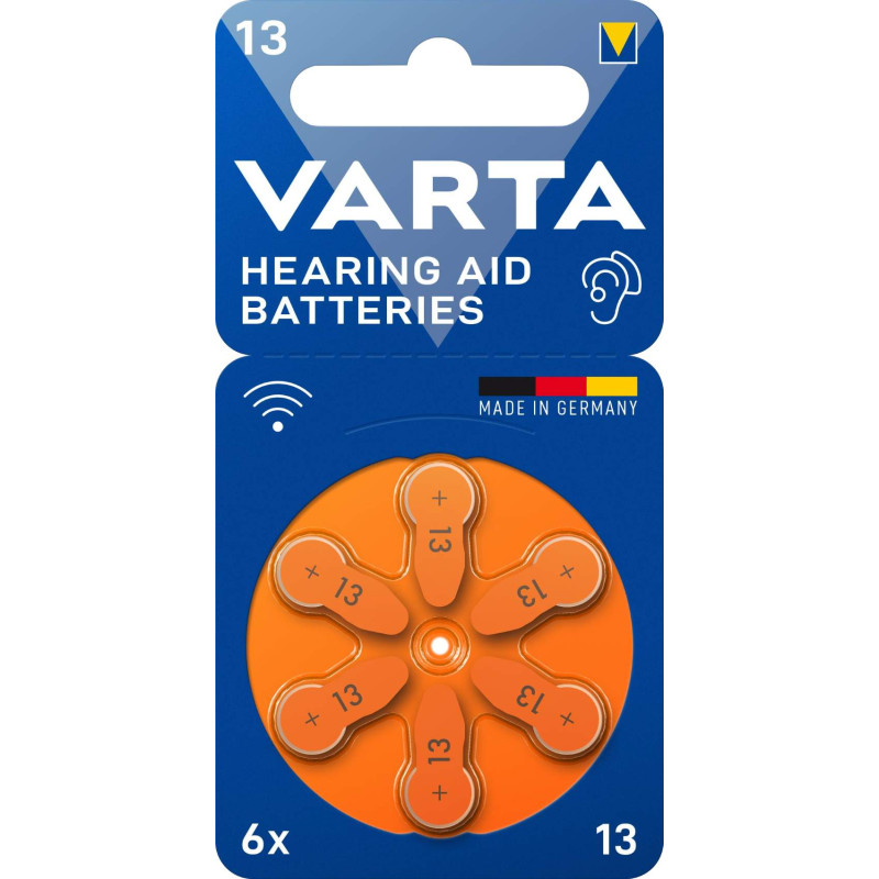 6 Piles Auditives 13 / PR48 Varta Hearing Aid Batteries