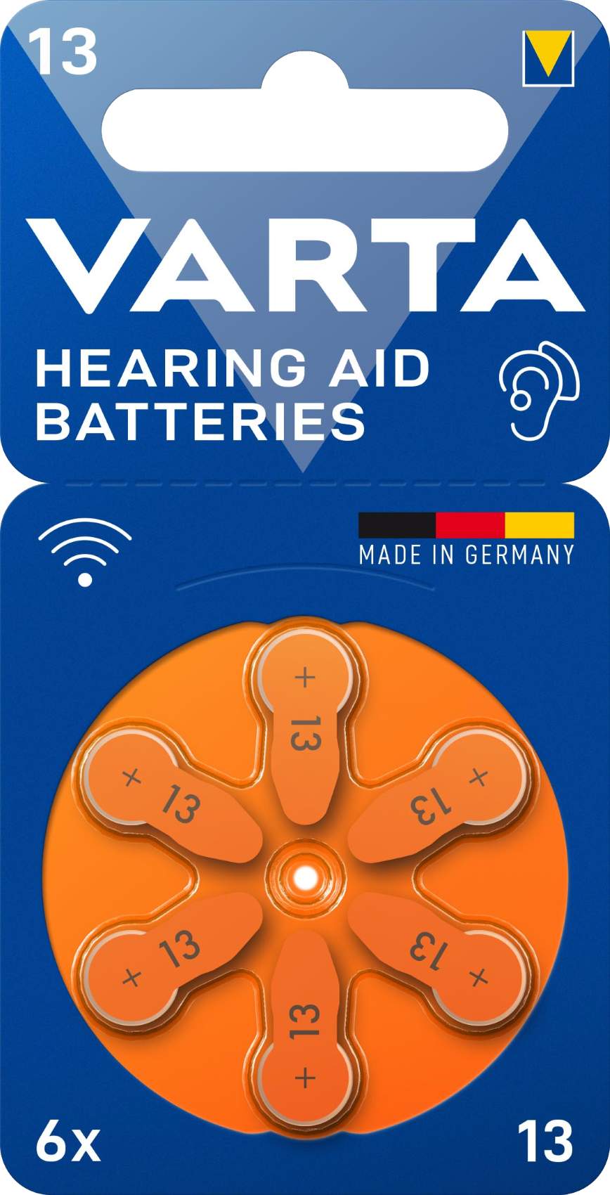 6 Piles Auditives 13 / PR48 Varta Hearing Aid Batteries