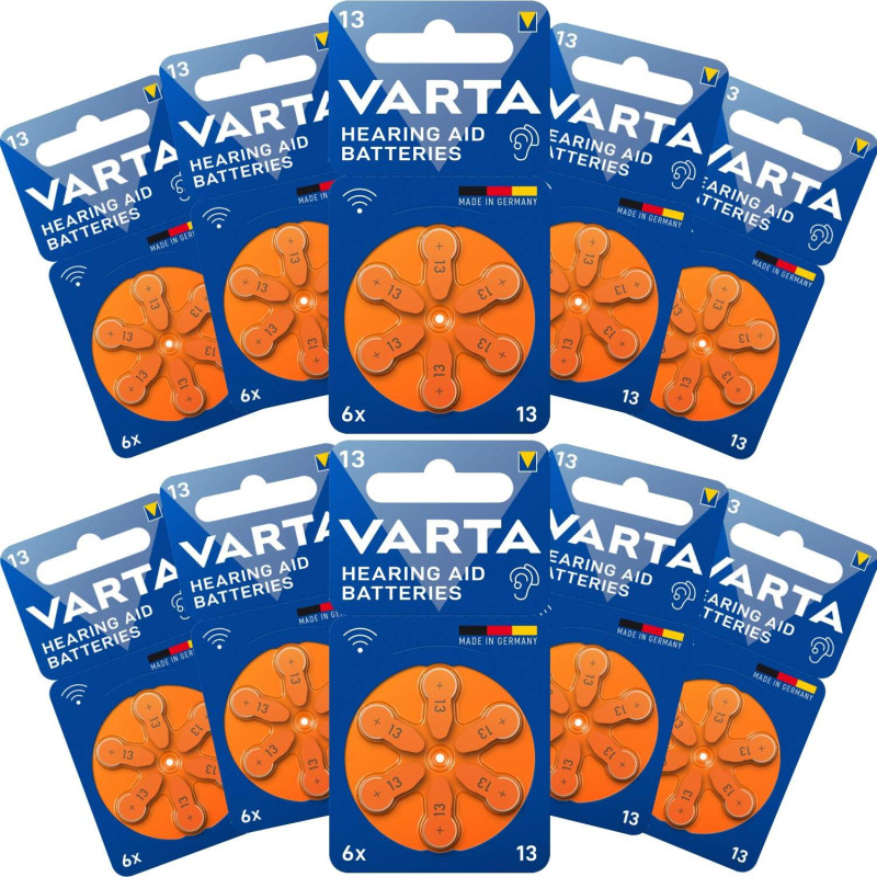60 Piles Auditives 13 / PR48 Varta Hearing Aid Batteries