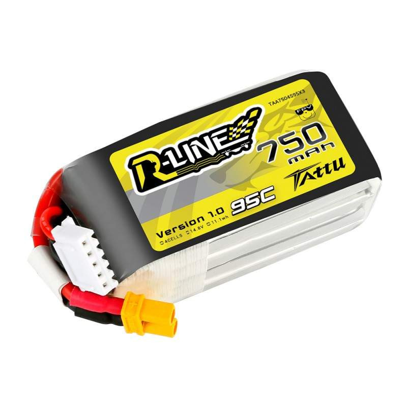 Batterie Lipo FPV Tattu R-Line 750mAh 14.8V 4S1P 95C avec XT30