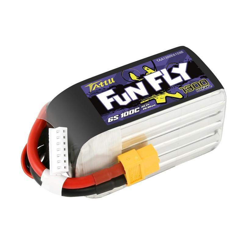 Batterie Lipo FPV Tattu Funfly 1300mAh 22.2V 6S1P 100C avec XT60