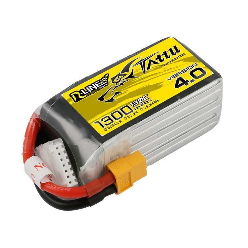 Batterie Lipo FPV Tattu R-Line Version 4.0 1300mAh 22.2V 6S1P 130C avec XT60