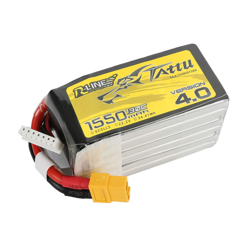 Batterie Lipo FPV Tattu R-Line Version 4.0 1550mAh 22.2V 6S1P 130C avec XT60
