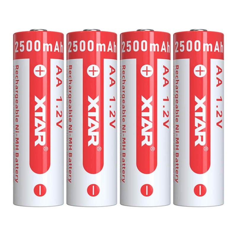 4 Piles Rechargeables AA / HR6 NiMH 1.2V 2500mAh Xtar