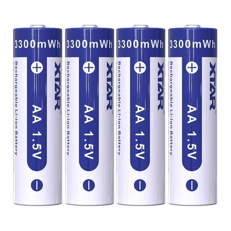 4 Piles Rechargeables AA / HR6 3300mWh 2000mAh Xtar Li-ion 1.5V
