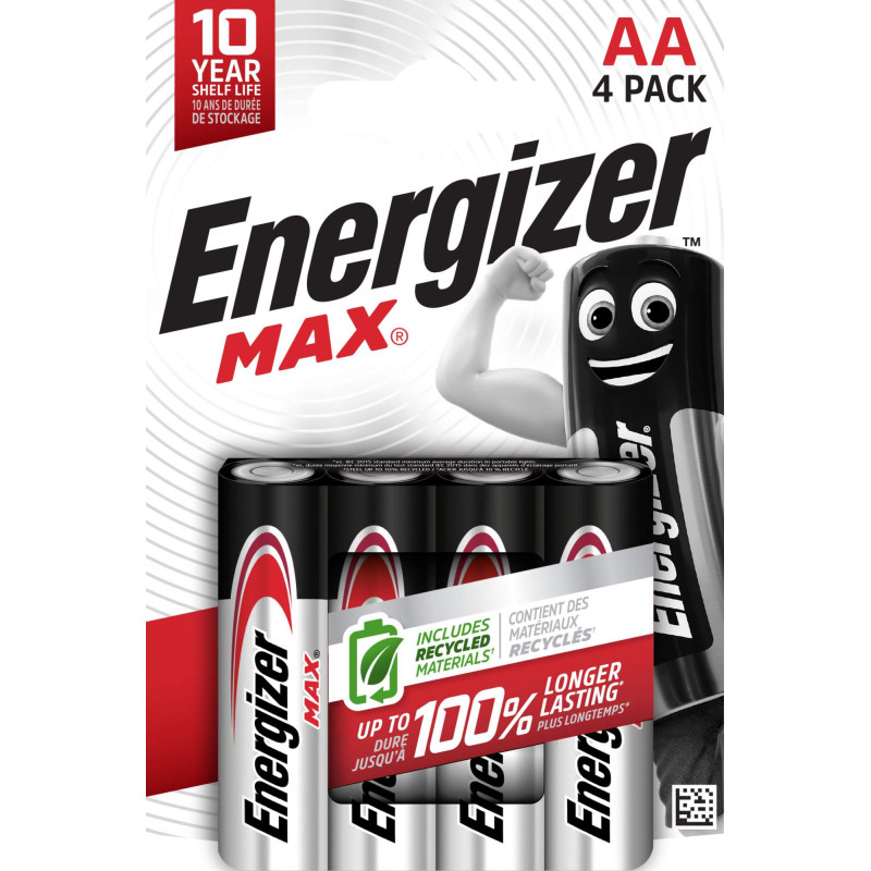 4 Piles Alcalines AA / LR6 Energizer Max
