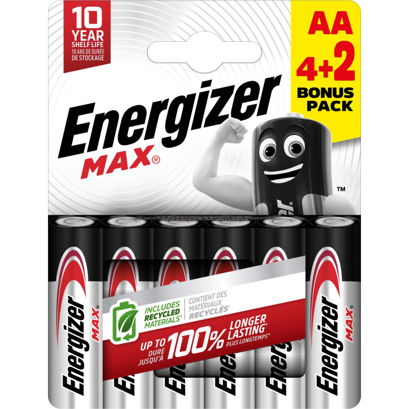 4+2 Piles Alcalines AA / LR6 Energizer Max