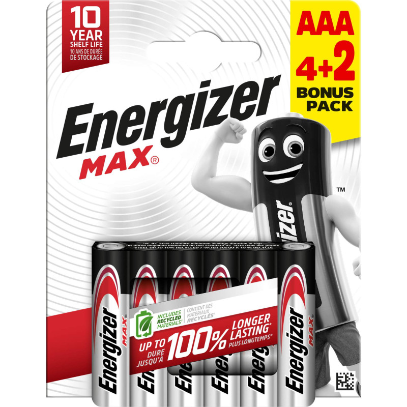 4+2 Piles Alcalines AAA / LR03 Energizer Max