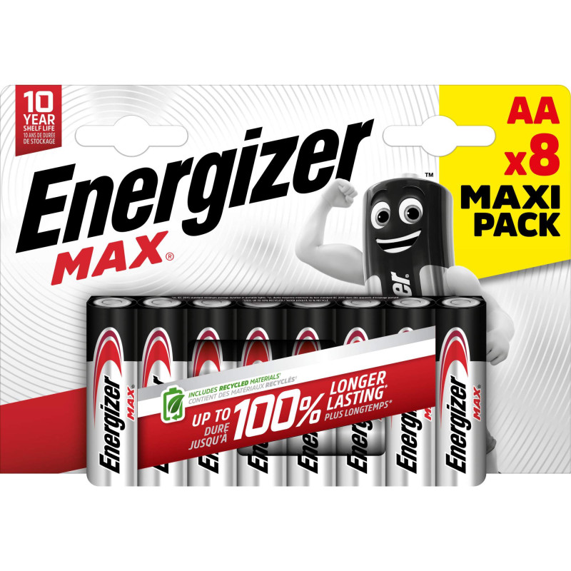 8 Piles Alcalines AA / LR6 Energizer Max