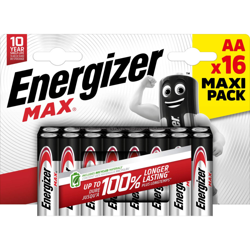 16 Piles Alcalines AA / LR6 Energizer Max