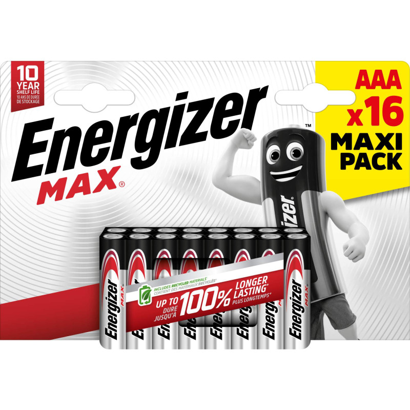 16 Piles Alcalines AAA / LR03 Energizer Max