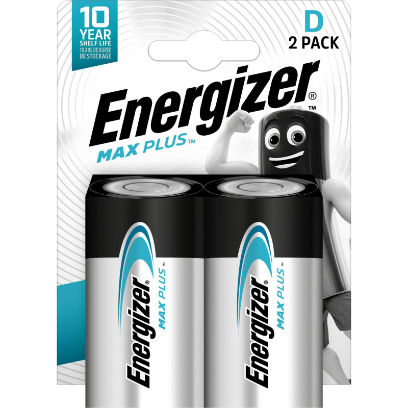 2 Piles Alcalines D / LR20 Energizer Max Plus