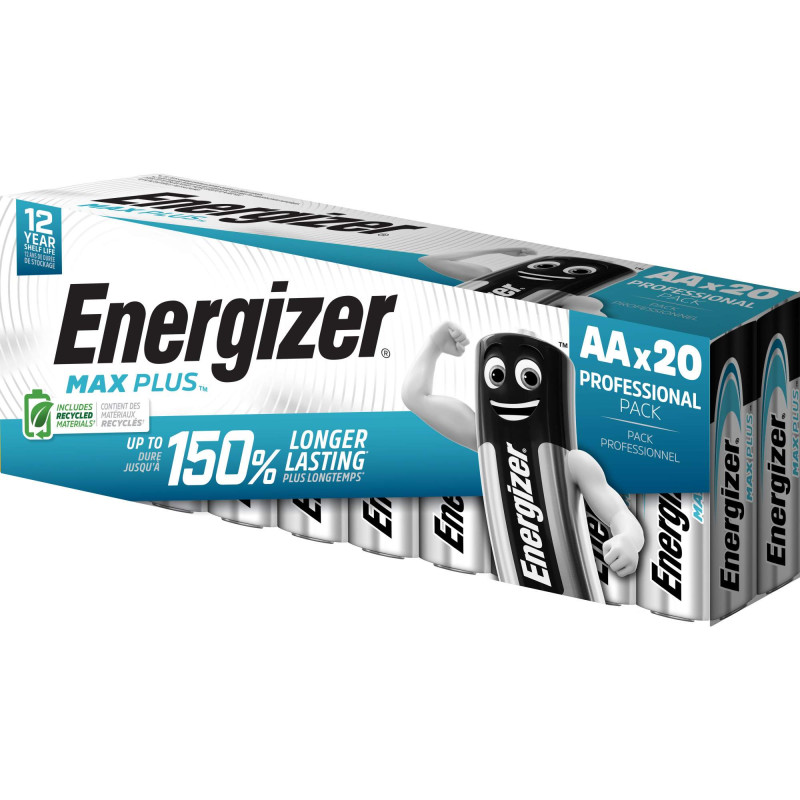20 Piles Alcalines AA / LR6 Energizer Max Plus