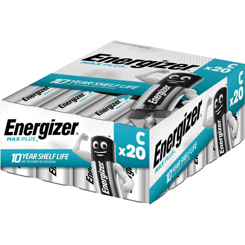 20 Piles Alcalines C / LR14 Energizer Max Plus