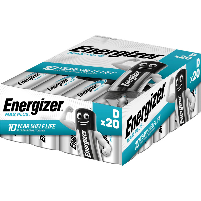 20 Piles Alcalines D / LR20 Energizer Max Plus