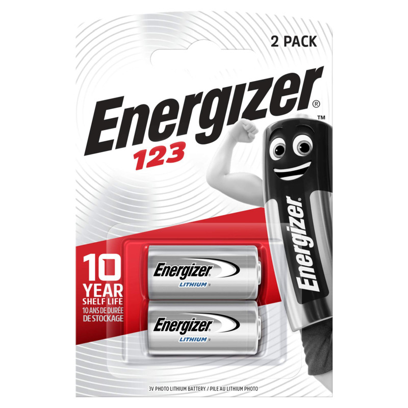 2 Piles 123 Energizer Lithium 3V