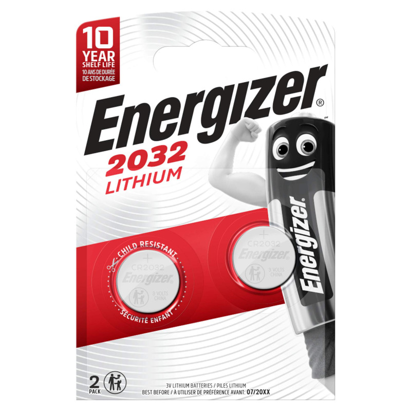 2 Piles CR2032 Energizer Bouton Lithium 3V