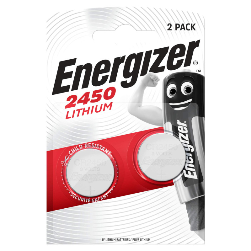 2 Piles CR2450 Energizer Bouton Lithium 3V