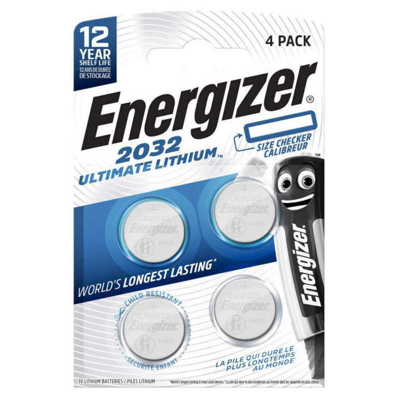 4 Piles CR2032 Energizer Bouton Ultimate Lithium 3V